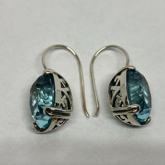 Silpada Aqua Glass & Silver Filigree 'Blue Pool' Drop Earrings - Picture 6 of 7